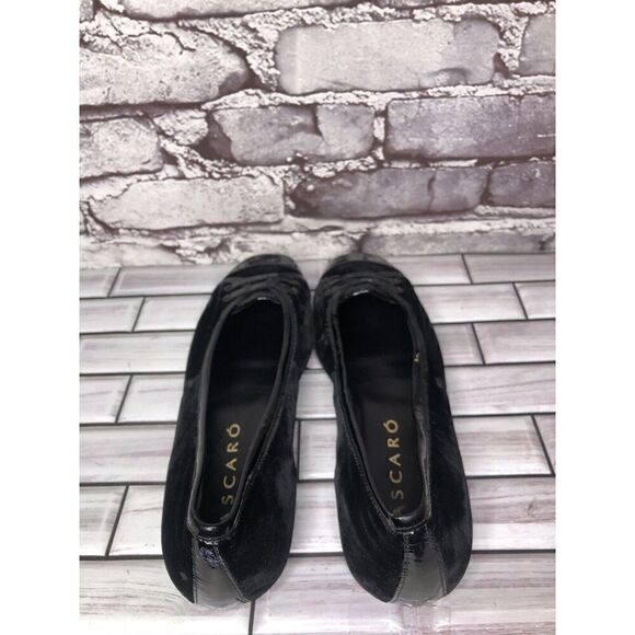 Mascaro Black Suede Patent Square Toe Ballet Flats Shoes Women’s Sz 38.5EU/8M US - Picture 8 of 16